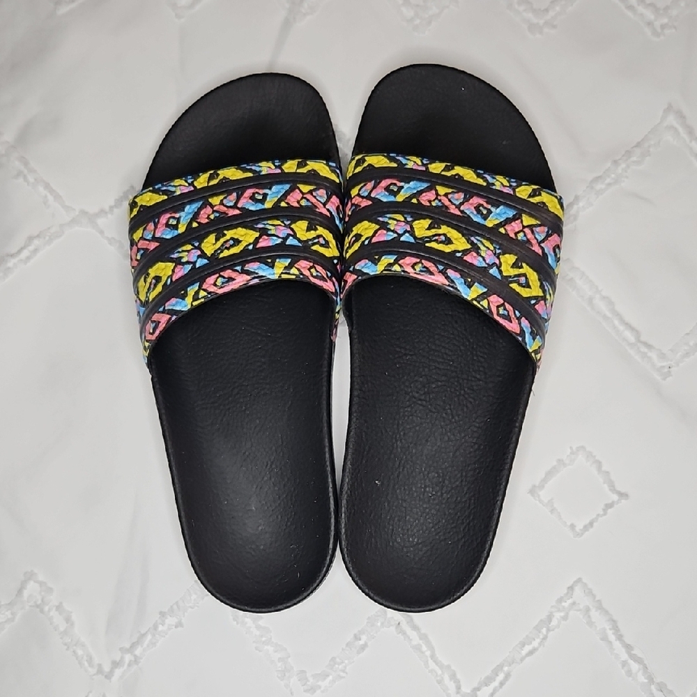 Adidas Adilette Colorful Geometric Slide Sandals